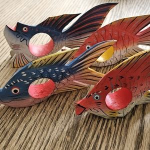 Fish Napkin Rings (4), Fun Hand Painted Wood